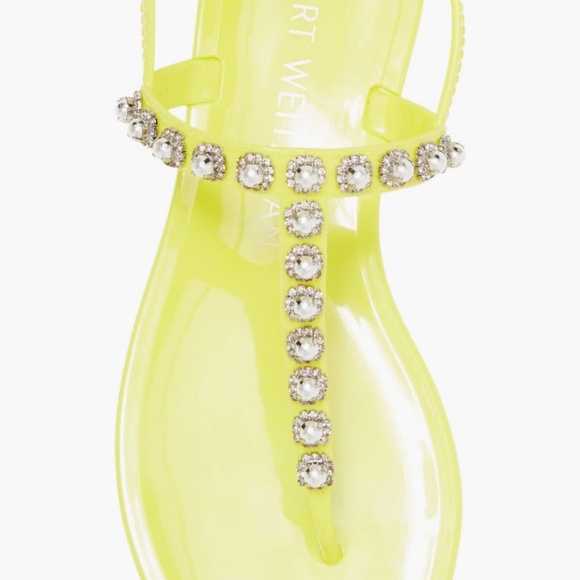 STUART WEITZMAN Neon Yellow Crystal Jelly Sandals - Picture 8 of 10